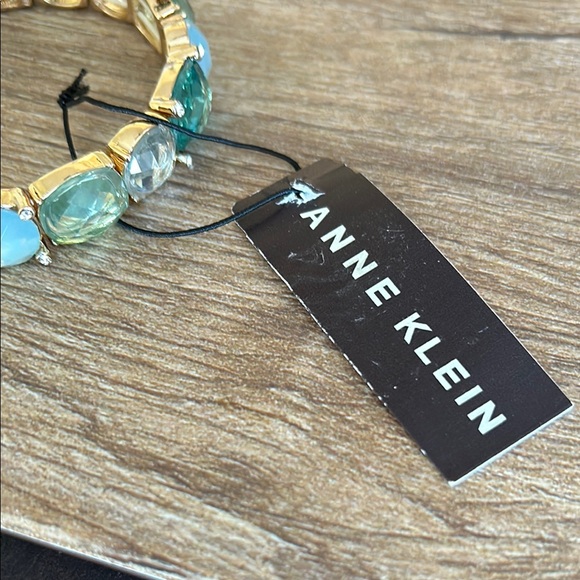 Anne Klein Aqua Blue and Gold Gemstone Bracelet - Picture 7 of 8